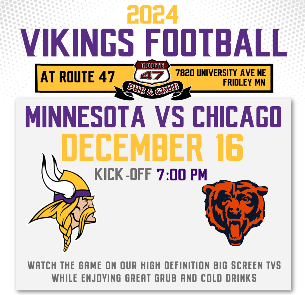 Vikings vs Chicago Bears at Route 47 pub