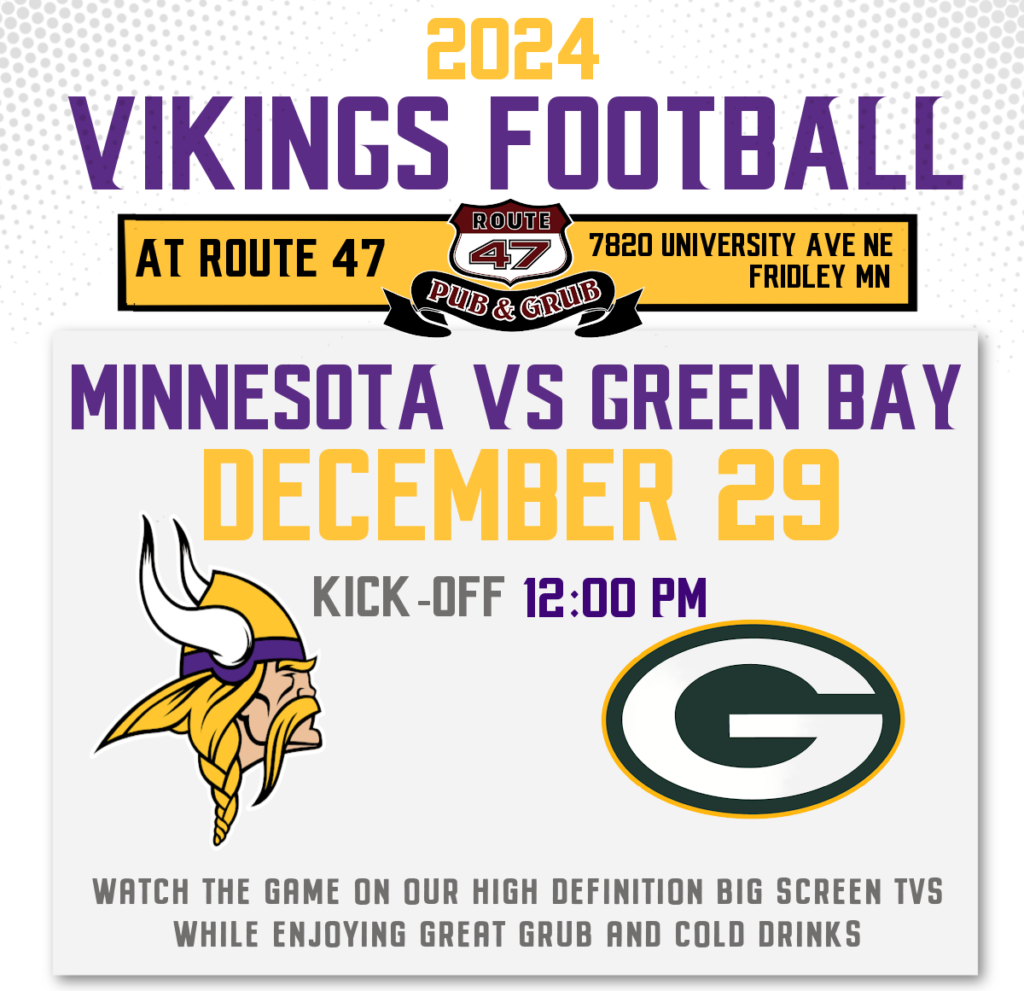 Watch Vikings vs Packers NFL Game  at Route 47 Pub