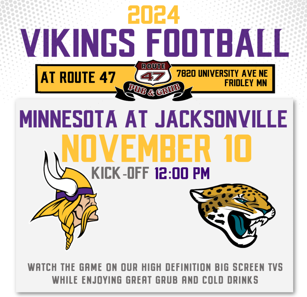 Watch Vikings vs Jacksonville Jaguars at Route 47 Pub