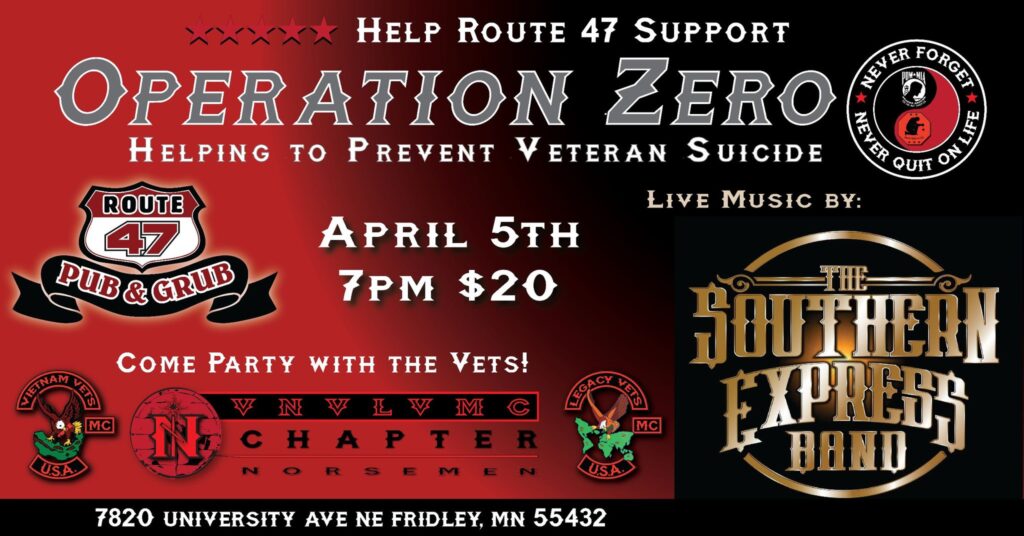 Operation Zero Fundraiser Route 47 Pub Fridley April 5 2025
