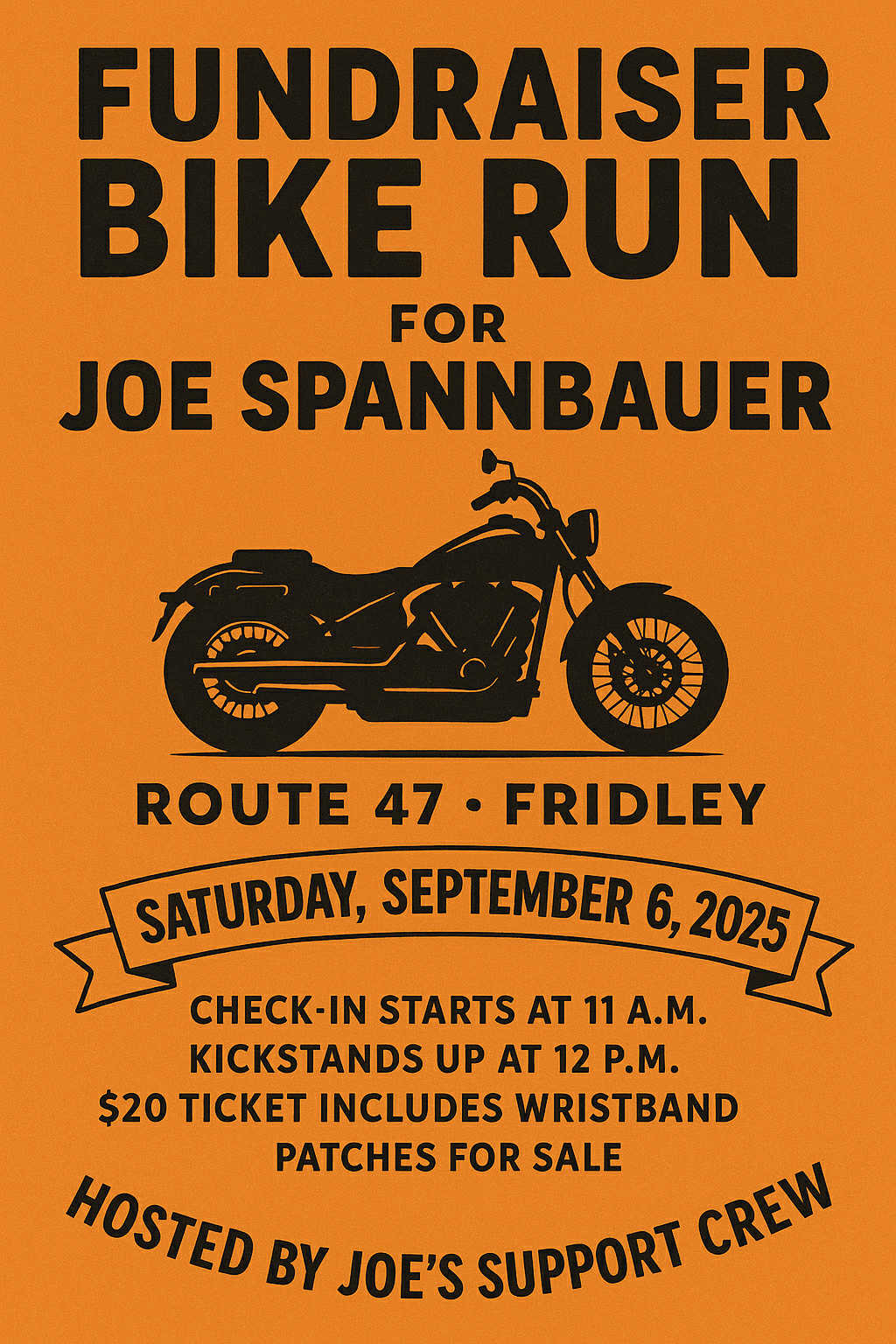 Fundraiser Bike Run Joe Spannbauer Route 47 Pub Sept 6 2025