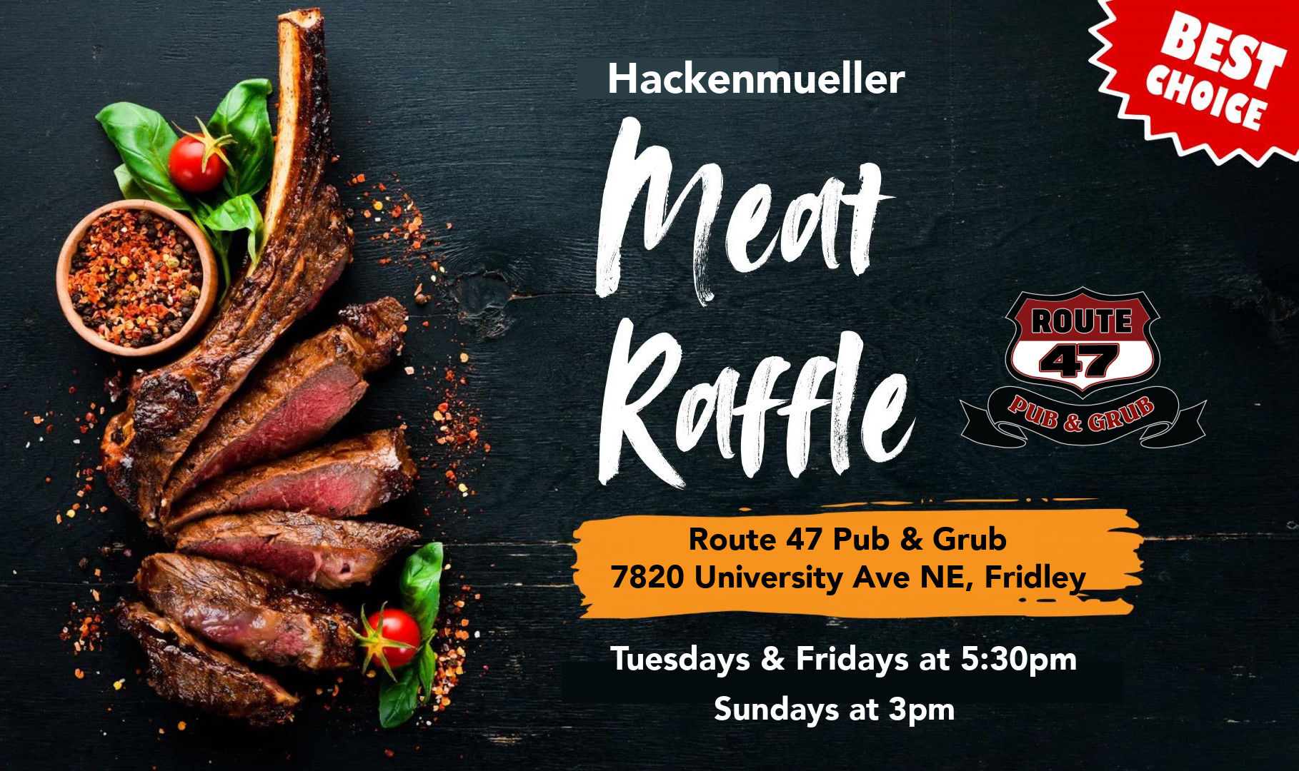 Hackenmueller Meat Raffle at Route 47 Pub n Grub Fridley