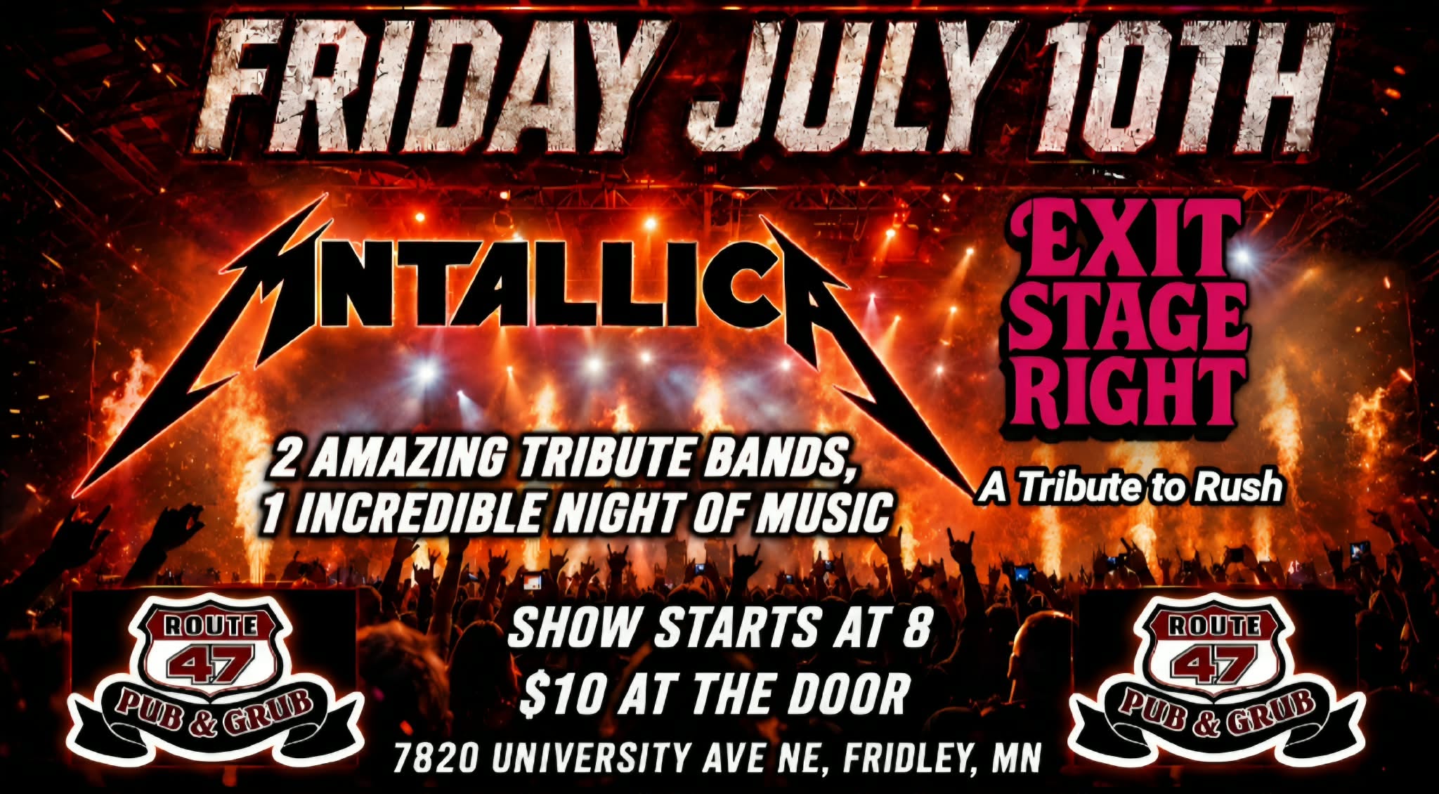 MNTallica & Exit Stage Right at Route 47 Pub